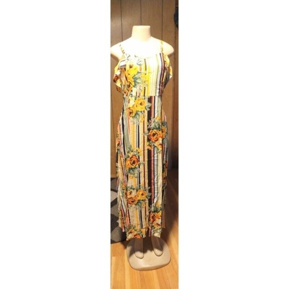 Floral Stripe Maxi Dress Small